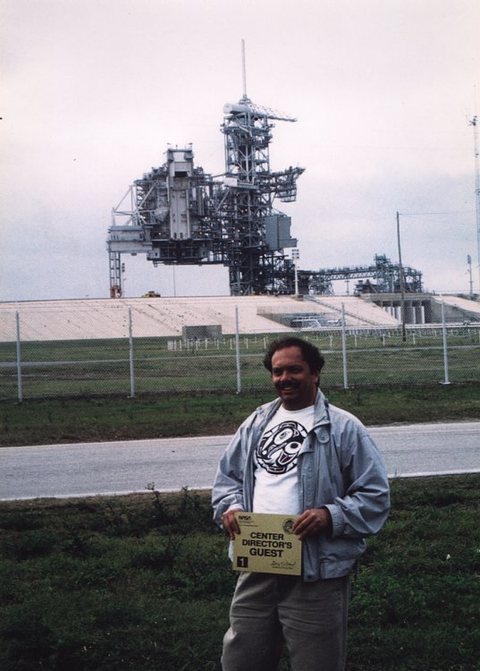 Ken Harman in front of Pad 39B (Space Shuttle) at the Kennedy Space Center, March 1993