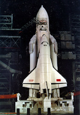 Energia-Buran on the pad in Baikonour, 1988